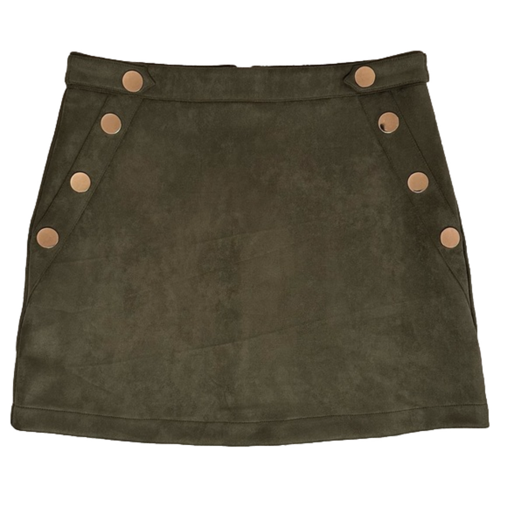 EUC Privy Olive Green Faux Suede Mini Skirt Size L